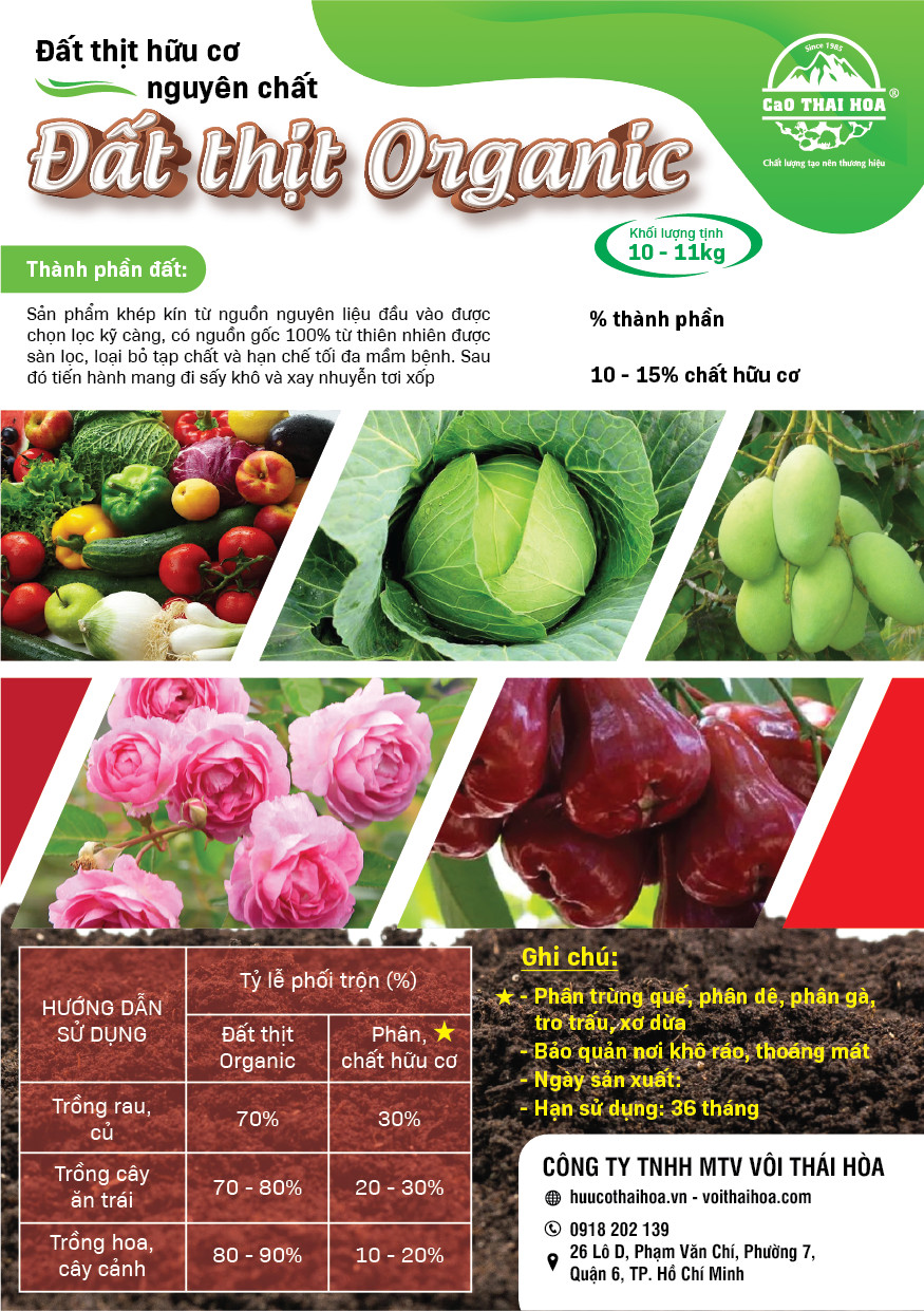 ĐẤT THỊT HỮU CƠ ORGANIC  THÁI HÒA 